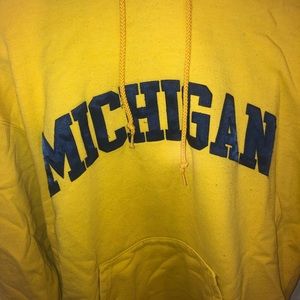 Bright yellow Michigan hoodie by champion